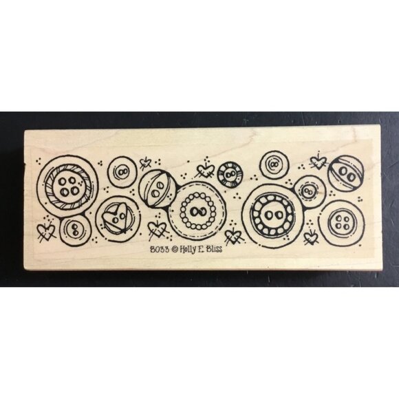 Button Border Rubber Stamp Whipper Snapper Sesigns  By Holly E. Bliss - Picture 1 of 2